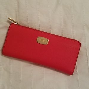 Michael Kors- orange, zip up wallet